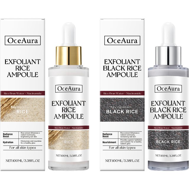 Exfoliating Facial Serum Blackhead Remover Smoothing Cleansing Pores Brightening Moisturizing Scrub Essence Black Rice Ampoule