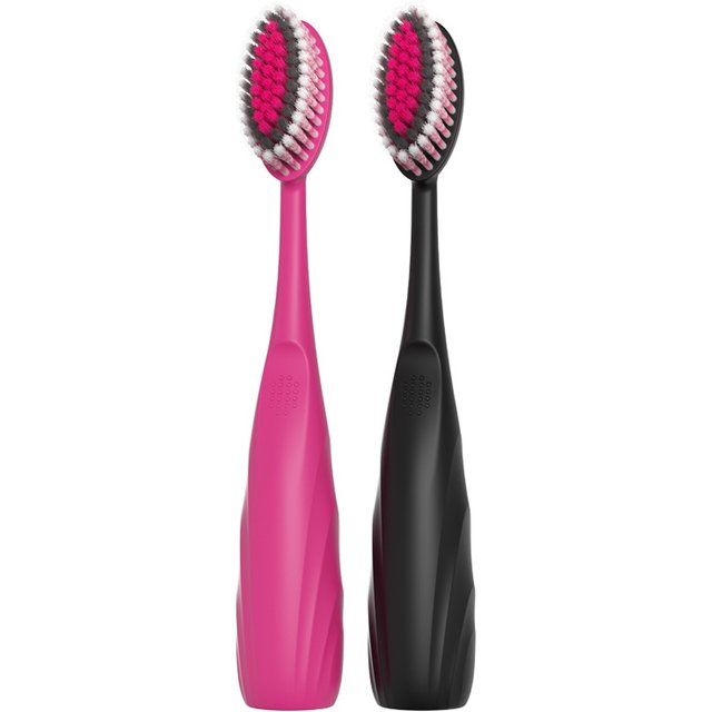 Black pink Big Mac Mountain type plant-based household toothbrush, suitable travel family use, suitable for both men and women