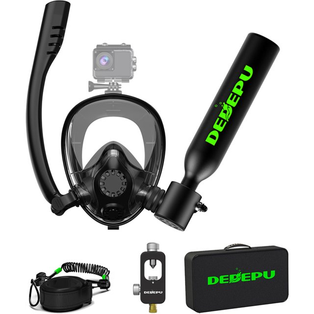 DEDEPU 0.5L Mini Portable Scuba Tank With Full Face Mask Oxygen Cylinder Diving Complete Underwater Breath System Kit