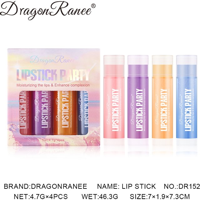 Dragon Ranee Set of four pearlescent mirror glass lipsticks Set of shiny lip glosses and diamond lipsticks