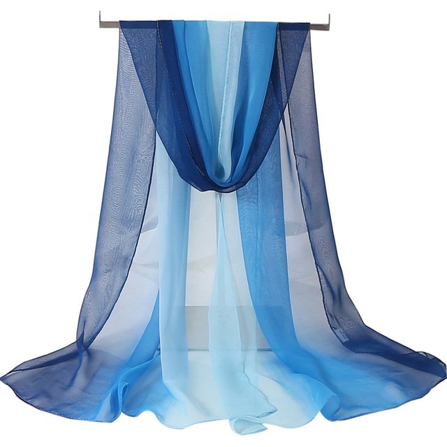 Four Seasons Thin Soft Chiffon for women Silky Gradient Printing Beach Georgette Scarf Shawls Long Wraps Beach Sunscreen Hijab