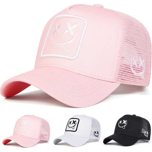 Unisex XX Smiling Face Embroidery Baseball Net Caps Spring Summer Outdoor Adjustable Casual Hats Dad Hat Sunscreen Hat