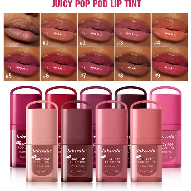 Waterproof Long Lasting JuicePop Lip Tint Box Nourishing Hydrating Lip Oil Gloss Lightweight Vivid Color Non-Sticky Lip Balm