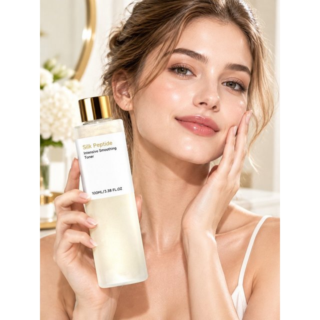 100ml Silk Peptide Smoothing Facial Toner Moisturizing Refreshing Non Sticky Brighten Dull Moisturize Face Toner Korean Skincare