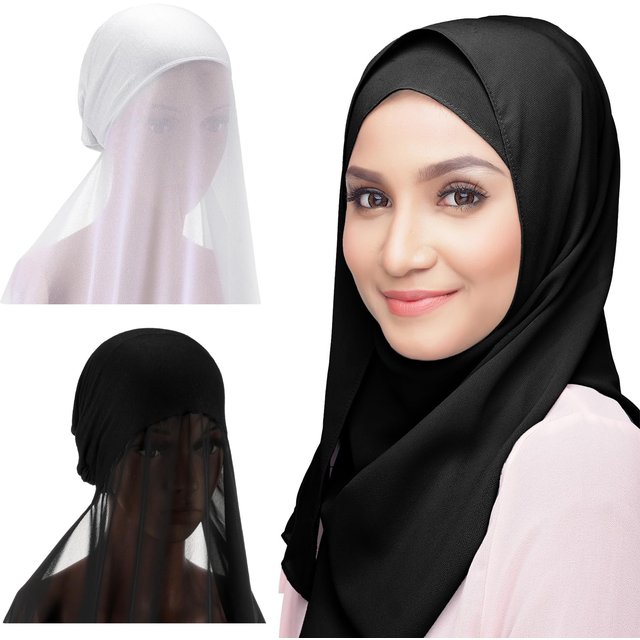 New Instant Chiffon Hijab Scarf With Undercap Solid Color Basic Stretchy Pullover Headscarf Thin Breathable Sunscreen Head Wrap