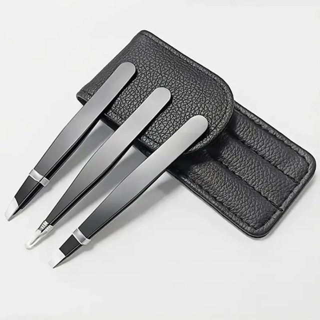 Wholesale 3pcs Beauty Tools Set Premium Stainless Steel Eyebrow Tweezers Set - Precision Sharp Flat/oblique/pointed Tweezers