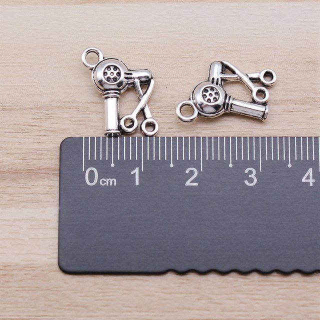IFOCUS 20pcs/Lot Hair Dryer Scissors Charms For DIY Jewelry Making Zinc Alloy 13x11mm/0.51x0.43inch