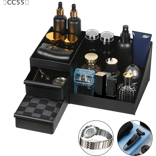 maveraCC55 Organizador de colonnes pour hommes, porte-colonnes pour commode, support de parfum, organisateur de comptoir de salle de bain avec tiroirs