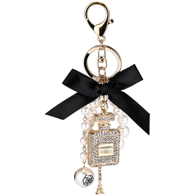 Mode Imitation perle bouteille de parfum porte-clés voiture porte-clés femmes sac charme accessoires