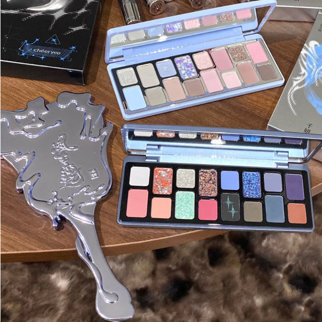 Chéeryep Makeup Set Glitter Eye Shadow Palette Lip Stick Moisturize Lip Balm Mirror 6Pcs Set Qianyan Kits for women All in One
