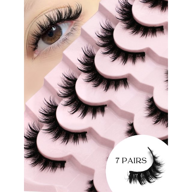 Lasvirey Cat Eye Lashes Manga Wet Eyelashes 5D Fluffy Volume Fake Lashes Natural Fluffy Full Strip Lashes Extension Makeup