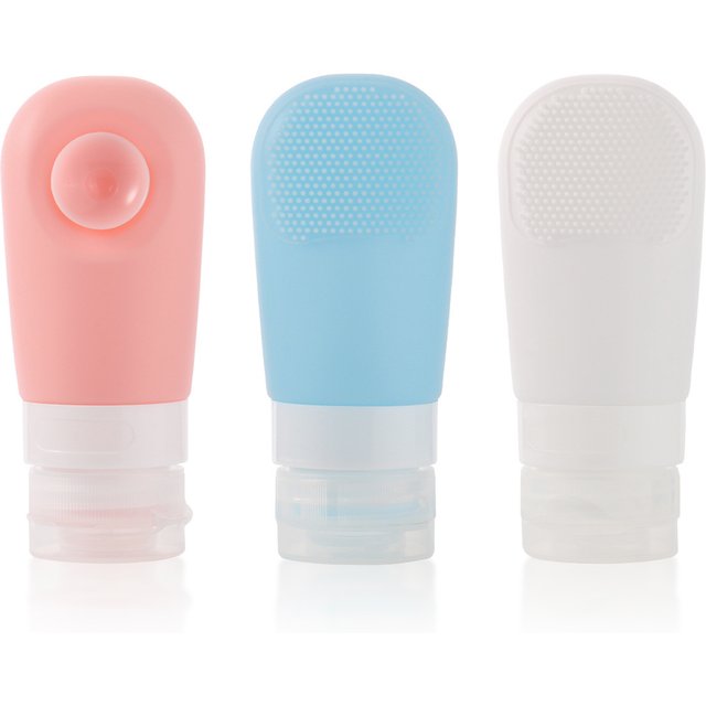 Silicone Suction Cup Dispensing Bottles (60ml), Soft Tube Squeeze Bottles with Brush Design, Used for Storing Shampoo and Lotion