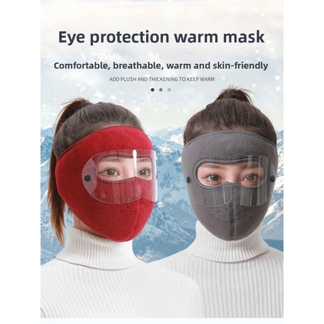 5pcs Winter Warm Velvet Face Mask with Goggles Anti Dust Windproof Cycling Bicycle Ski Mask for men Women Outdoor Cold Weather