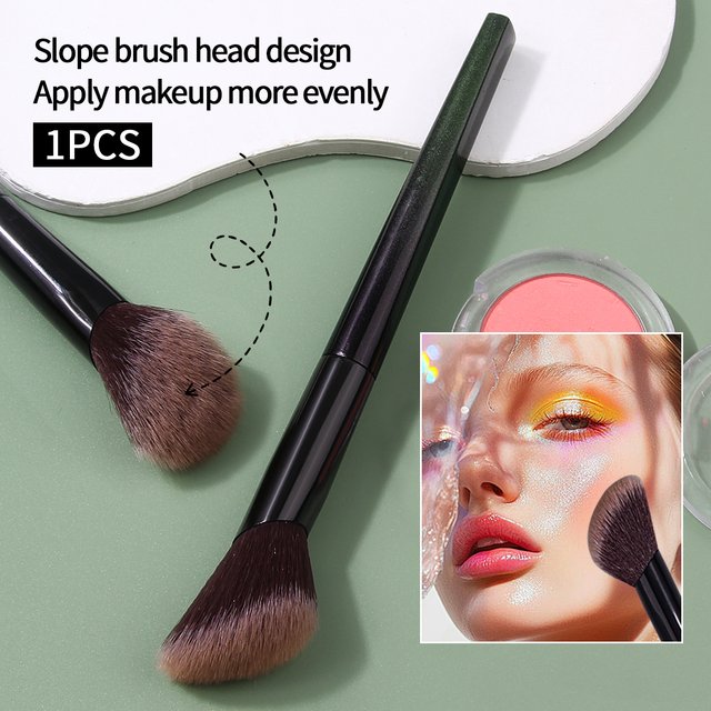 Nouveau pinceau de contour angulaire 1 pièce, pinceau à blush, pinceau illuminateur, pinceau de maquillage facial multifonctionnel, outil de beauté pour débutants