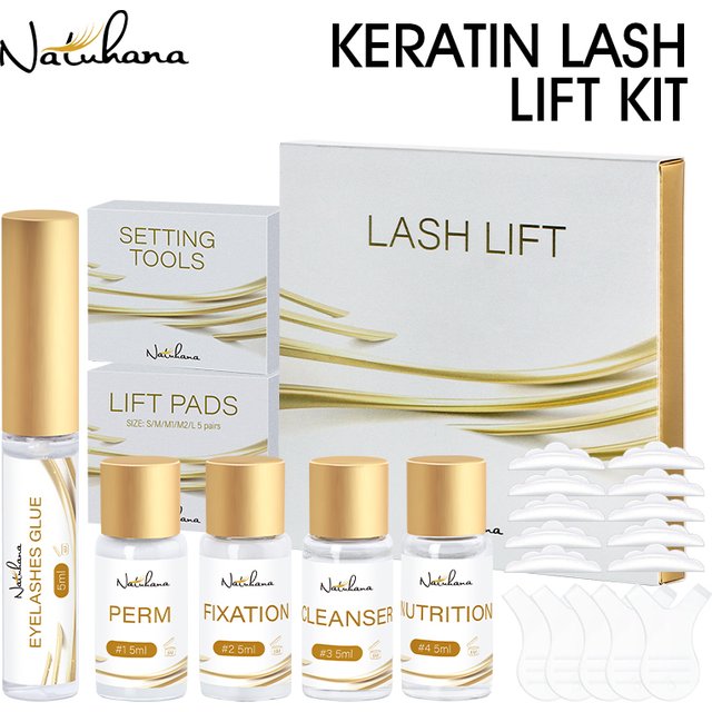 NATUHANA Eyelash Brow Lift Kit Enhancer Eyelash Lifting Lash Lasting 4-6 Week Fixation Lash Curling Makeup