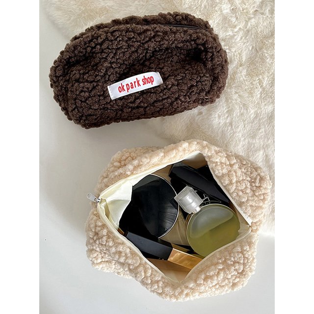 Cashmere Cosmetic Bag Zipper Bag Makeup Storage Bag Travel Cosmetic Bag Cute School Office Supplies Large Capacity Bag