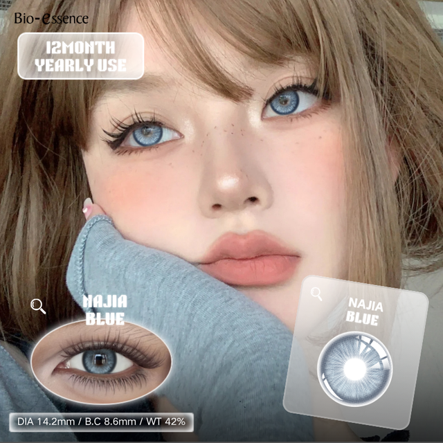Bio-essence Natural Colored Contact Lenses Realistic Pupil Blue Eyes Contact Makeup Beauty Brown Color Lens Gray Lenses Yearly