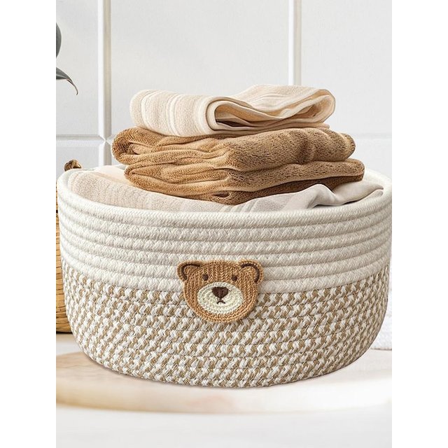 Cotton Rope Storage Basket Woven Organizer Bin 25x18cm household cosmetic hairpin deposit container Book toy classification case