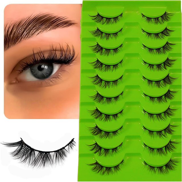 10 pairs of natural and charming mom with fake eyelashes, daily big eyes, nude makeup, fox style, slim stem