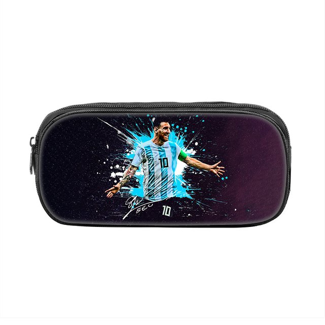 M-Messi Pattern Pencil Case makeup bag Football Star Pen Bag Student Big Capacity Sports School Supplies Zipper Pencil Pouch