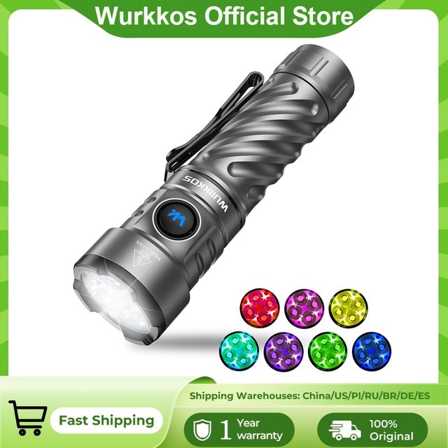 Lampe torche Wurkkos TS26 RGB 3400 Lm rechargeable par USB-C, portable, EDC, professionnelle, pour l'extérieur, avec capuchon magnétique, 21700