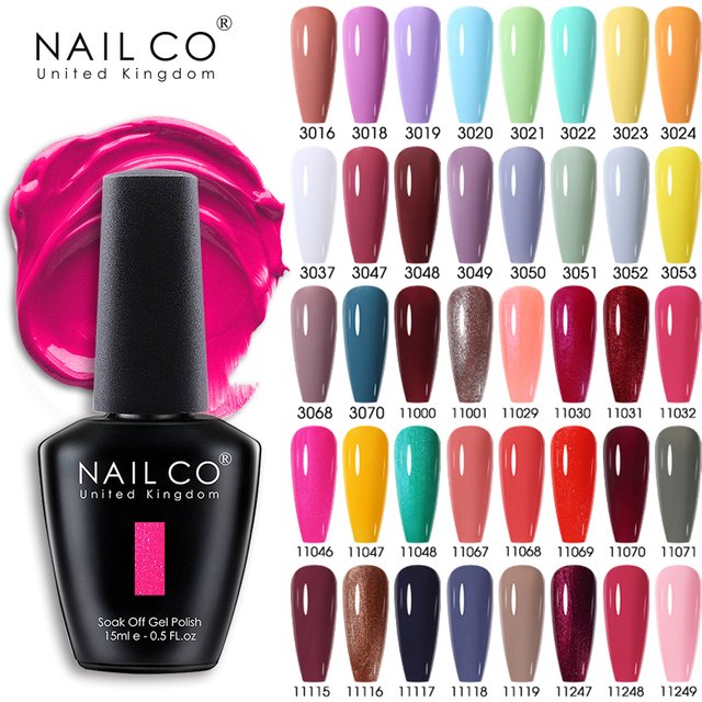 NAILCO 15ml Pink Gel Nail Polish Semi Permanent Soak Off UV LED Nails Art All For Manicure DIY Red Gel Varnish Base Gel Top Coat