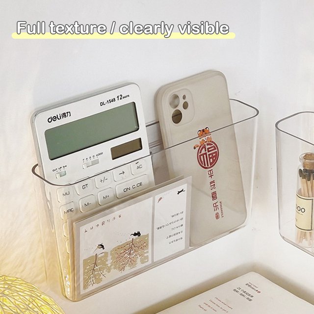 Transparent Wall Storage Box Wall-mounted No Punch Bedside Racks Cosmetic Hanging Wall Mounted Organizer Storage Box