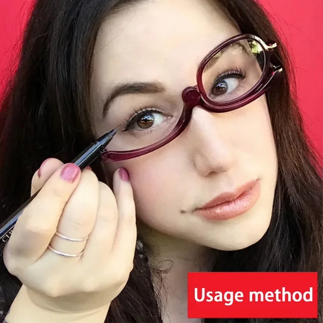 A Pair of PC Cosmetic Mirror Reading Glasses Rotating Monocle Ladies Makeup Anti-blue Reading Glasses