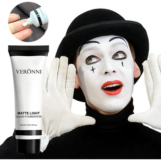 Professional White Face Foundation-Waterproof,Matte Finish,for Photography,Clown,Gothic Makeup,24H Wear,Natural Look Cosmetics