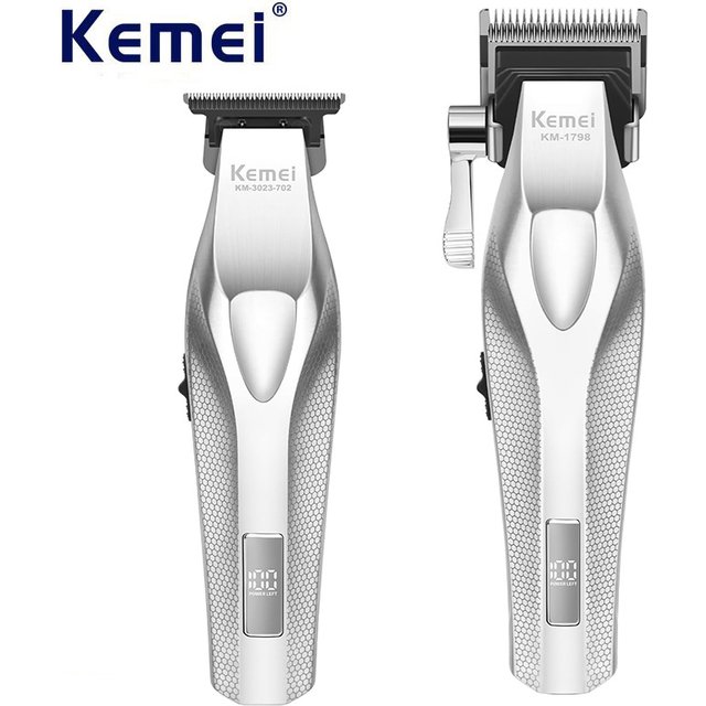 Kemei Barber Professional Hair Clipper and Hair Trimmer Combo Electric Men Zero Gapped Trimmer Fade Finish Hair Cutting Machine