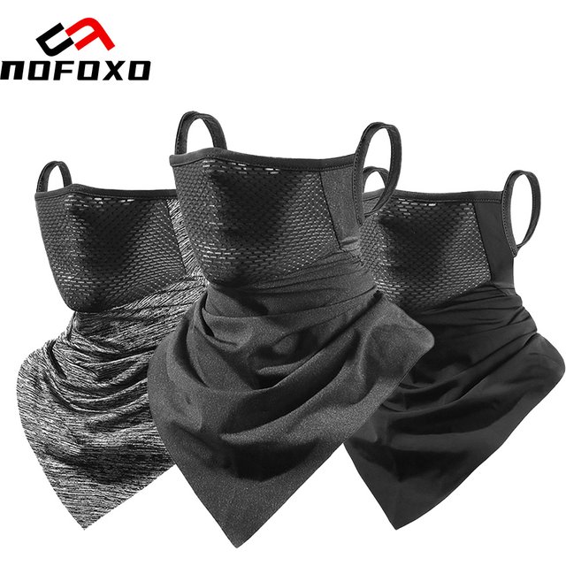 NOFOXO UV Prctotection Headscarf Half Face Mask Ice Silk Breathable Scarf Outdoor Sports Ear Hanging Cycling Fishing Triangular
