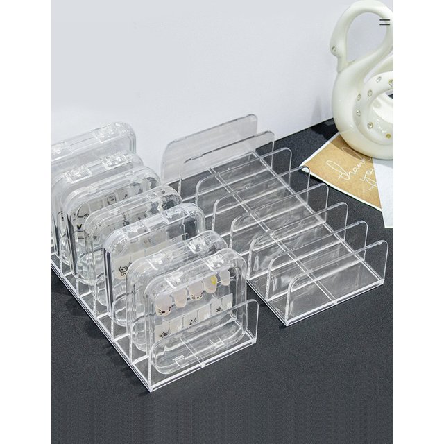 7 Compartment Makeup Desktop Organizer Eye Shadow Palette Press-on Nails Display Tray Storage Box for Table and Bathroom