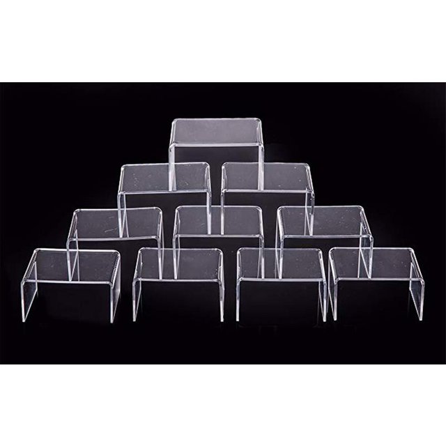 10pcs Display Stands Stackable Storage Bins Clear Container Clear Acrylic Display Risers Makeup Perfume Organizer Perfume Stands