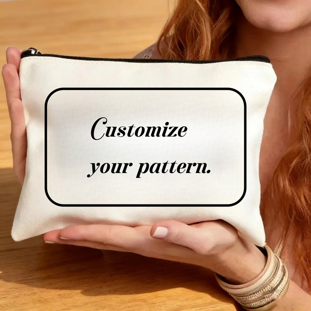 1PC Customizable Photo Canvas Makeup Bag Personalized Pouch for women And Girls Unique Custom Gift