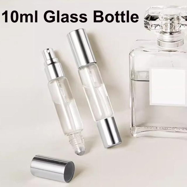 Bouteille de parfum en verre à Double tête de 10ml, vaporisateur roulant et brume, buse en aluminium, bouteilles en verre, atomiseur de parfum vide rechargeable