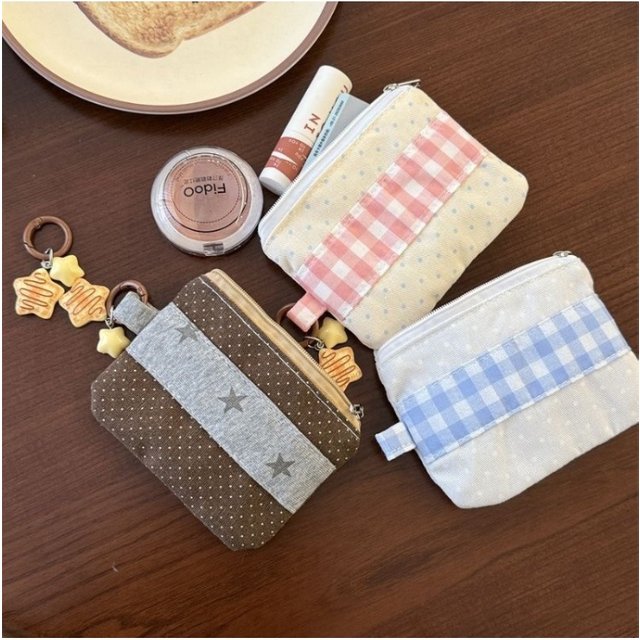 Ins Mini Storage Pouch Casual Student Card Holder Portable Lipstick Case Earphone Bag Coin Purse Small Cute Travel Organizer