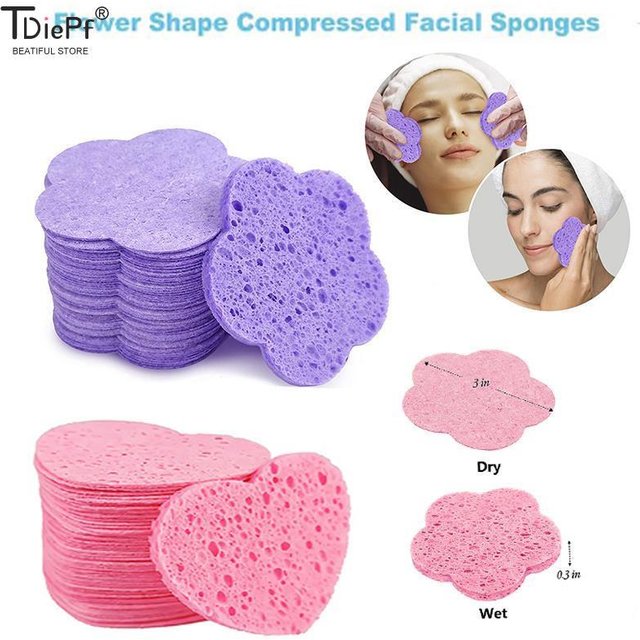 10/20PCS Reusable Face Cleaning Sponge Pad Exfoliator Mask Facial SPA Massage Makeup Removal Thicker Compress Natural Cellulose