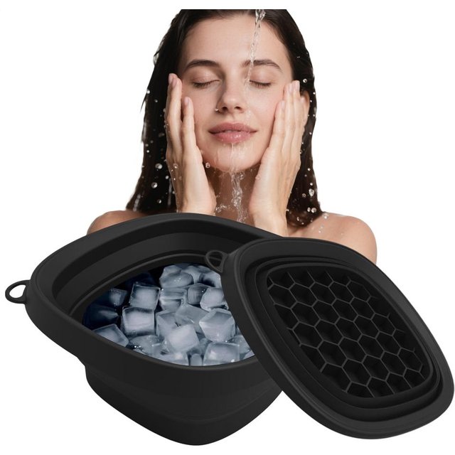Ice Face Bowl Facial Ice Bath Bowl for Cold Plunge Reusable Spa Tool with Built-in Tray Portable Foldable Wash Basin for Daily