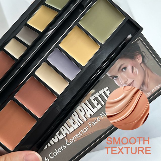 6 Colors Concealer Palette Makeup,Multi-Color Long Lasting Matte Full Coverage Concealer Cream Face Makeup for Dark Circles Spot