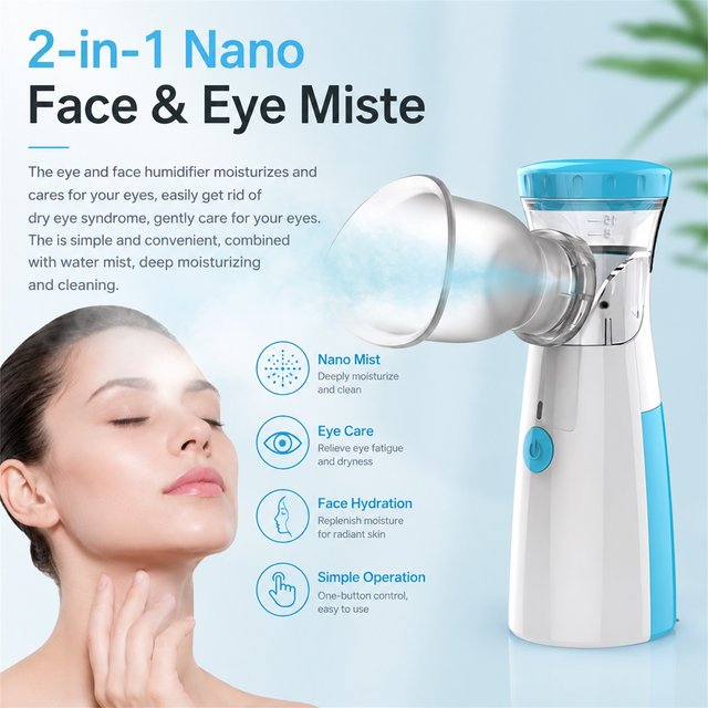 Portable Nano Mist Sprayer Handy Facial Steamer Rechargeable Mini Face Humidifier Hydrating Skin Moisturizer Device Eye Face Car