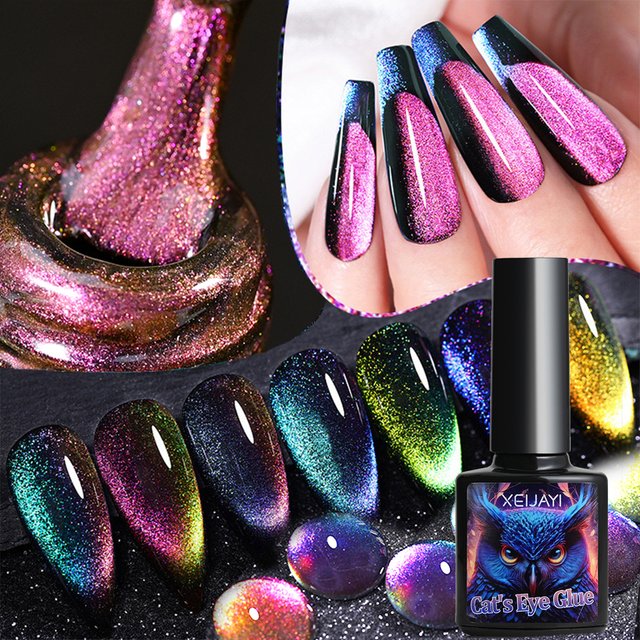 9D Cat Eye Gel Nail Polish 8ml Holographic Galaxy Cateye Magnetic Nail Polish Gel Magic Chameleon Soak Off UV Salon Nail Varnish