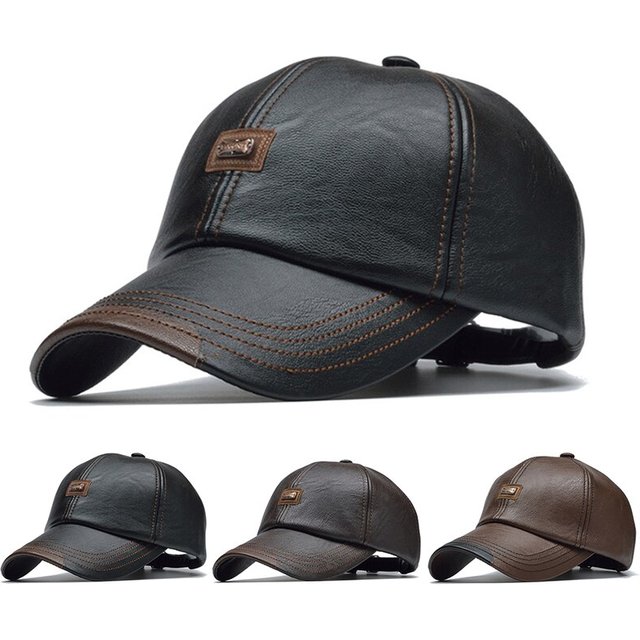 Pu Leather Letter Label Baseball Caps Spring and Autumn Outdoor Adjustable Casual Hats Sunscreen Hat