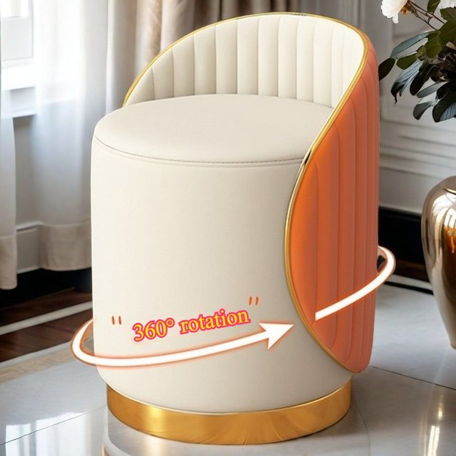 Makeup chair for girls, bedroom, simple dressing chair, light luxury, high-end nail trimming stool, backrest, round stool