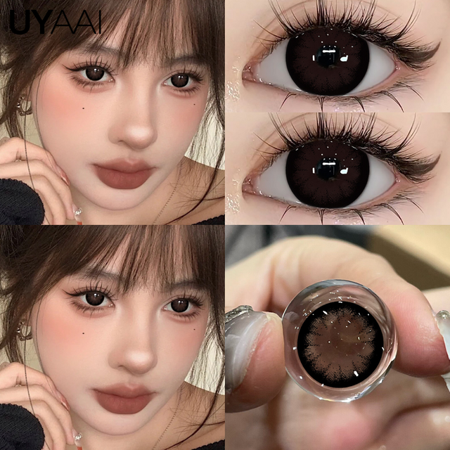 UYAAI 1 Pair Big Eye Color Lens Makeup Colorcon Brown Natural Color Eye Contacts Black Lenses y2k Korean Green Pupils