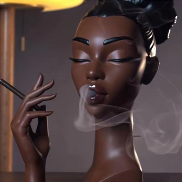Brûleur d'encens tête de femme noire, poêle à fumer, ornement en résine, parfum de sauna,