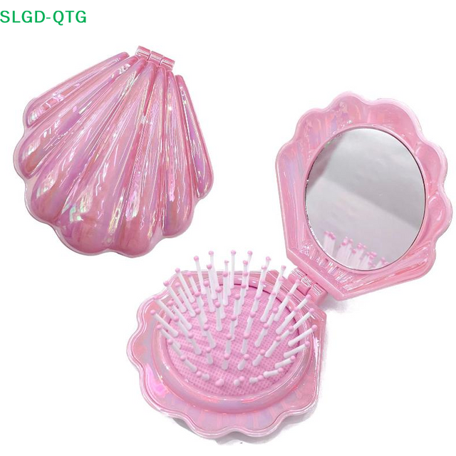 New Shells Folding Comb Airbag Hair Brush With Mirror Anti-static Comb Multifunctional Practical Plastic Hair Brushes & Combs