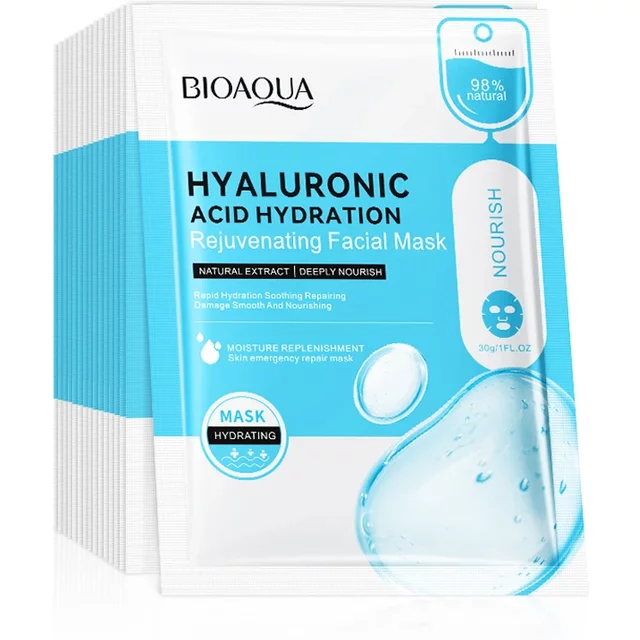 10pcs BIOAQUA Hyaluronic Acid Face Mask skincare Moisturizing Anti Acne Anti-wrinkle Facial Masks Face Sheet Mask Skin Care
