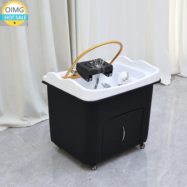Movable Head Treatment Basin Water Circulation Beauty Hair Spa Salon Shampoo Sink for Barbershop