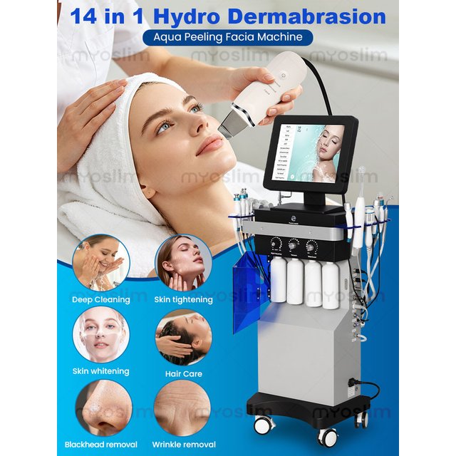 14 in 1 Women Aesthetic Beauty Equipment Bubble Oxygenation Ultrasonic Scrubber Hydrodermabrasion Hydro Facial Machine