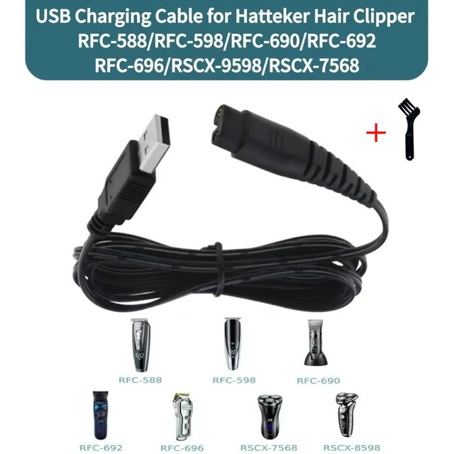 USB Charging Cable for Hatteker RFC-598 RFC-588 RFC-690 RSCX-7568 Hair Clipper Trimmer Shaver 5V Power Cord Lead
